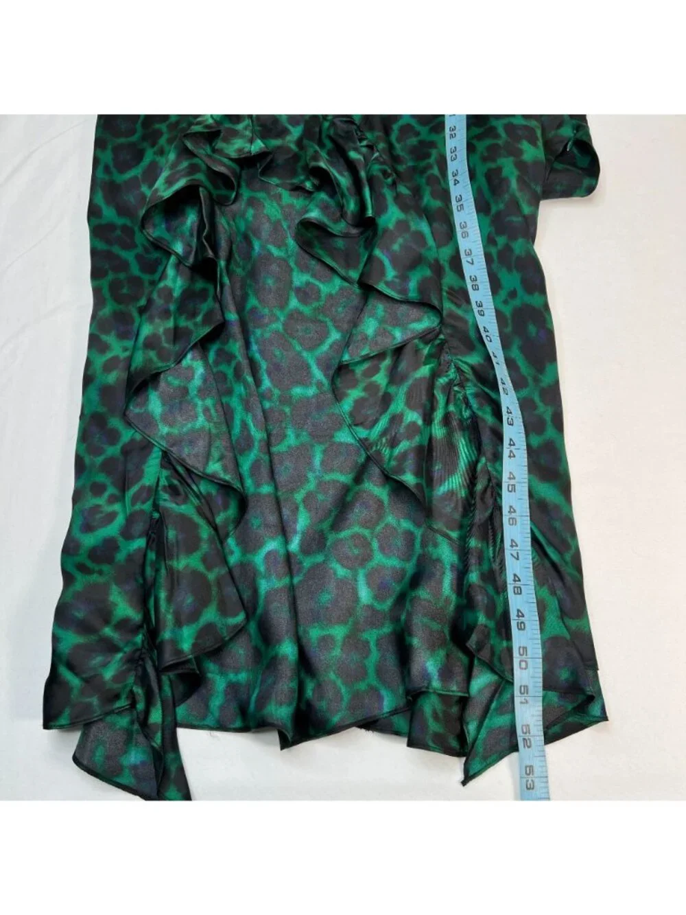 Sandro Amazonie Leopard Print Satin Midi Slip Dress Green Animal Print US 4 - Picture 11 of 16
